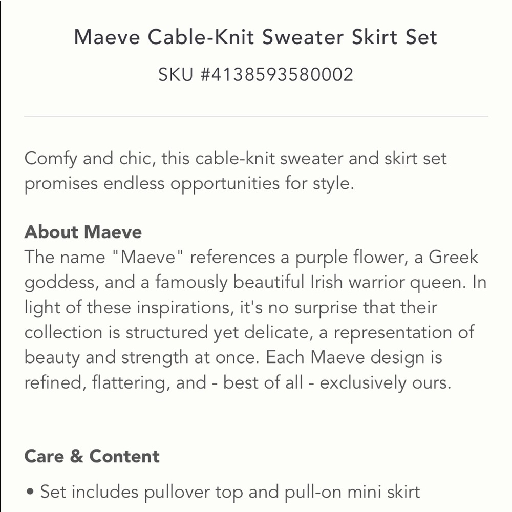 NWT Maeve Anthropologie Cable Knit Sweater Top/Skirt Set Sz Medium - Picture 10 of 11